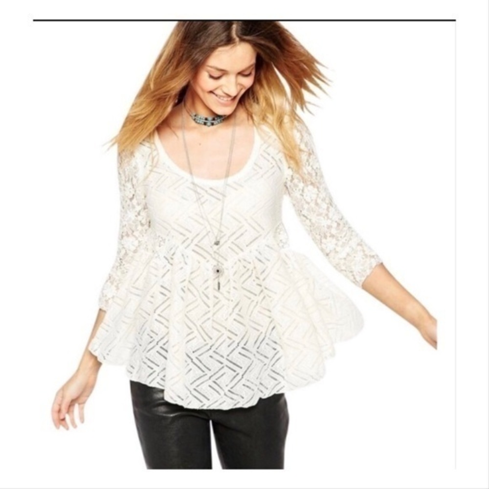 Free People open back lace peplum top